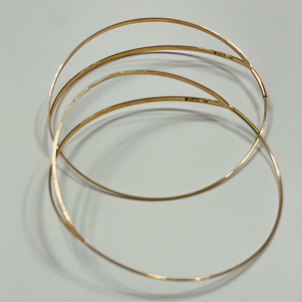 Lana Jewelry 14K yellow Gold Flirt Split hoops 3" long - Picture 9 of 16